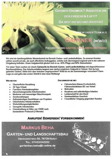 Stellenausschreibung Beha