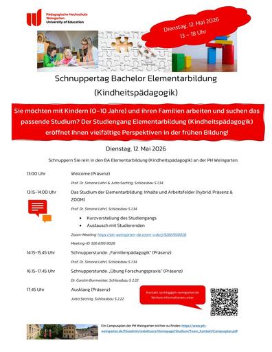 Pädagogische Hochschule Weingarten Schnuppertag Elementarbildung 12.05.26